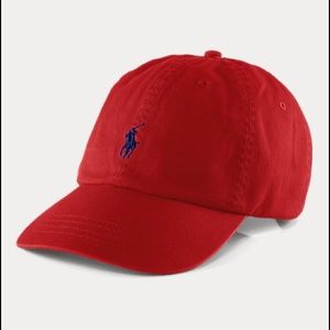 men’s red polo hat